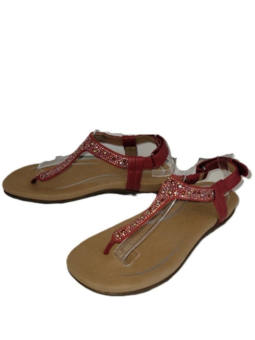 Aetrex LINDSEY Red Studded Sandal Arch Support Memory Foam Women Size EU 40 NWOT
